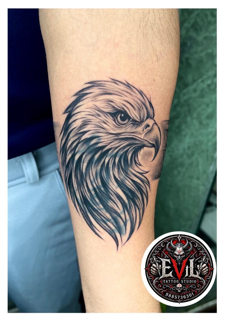 Eagle Black and Grey Forearm Tattoo