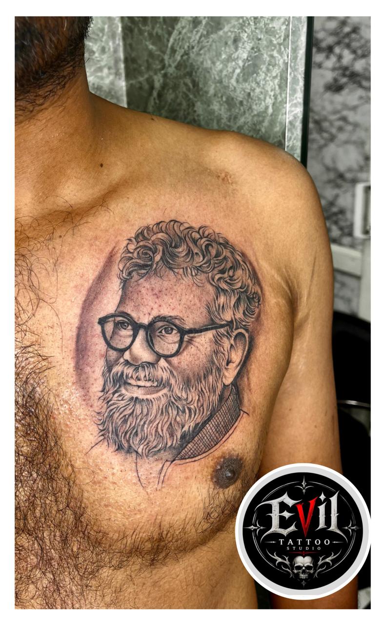 Custom Portrait Chest Tattoo
