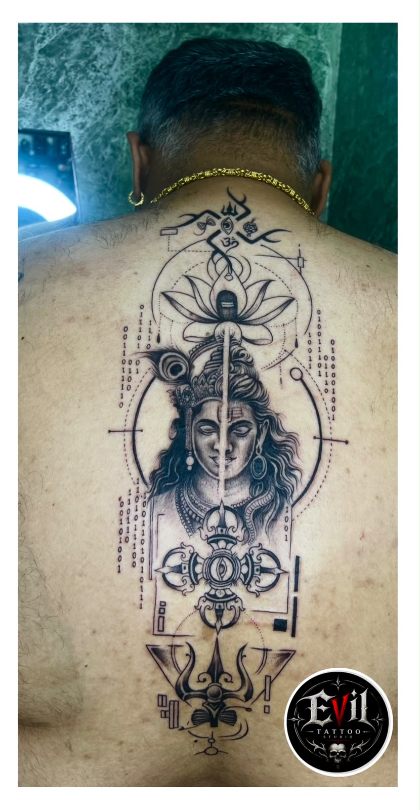 Shiva Geometric Back Tattoo